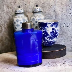 Cobalt Blue Glass Jewel color Bottle 1930’s Evening In Paris Talcum Powder